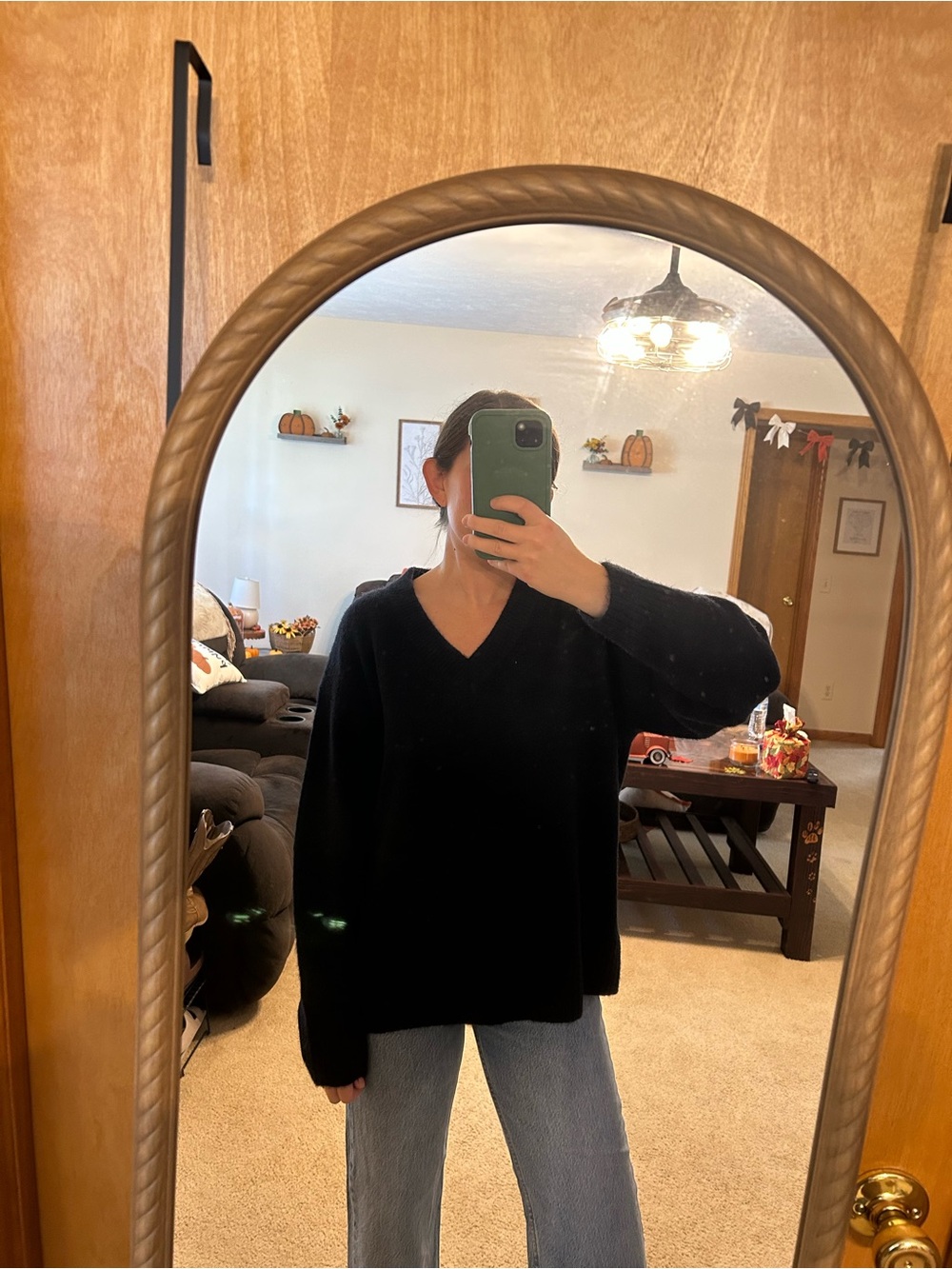 Abercrombie Navy Blue the Dad V-Neck Women's Sweater